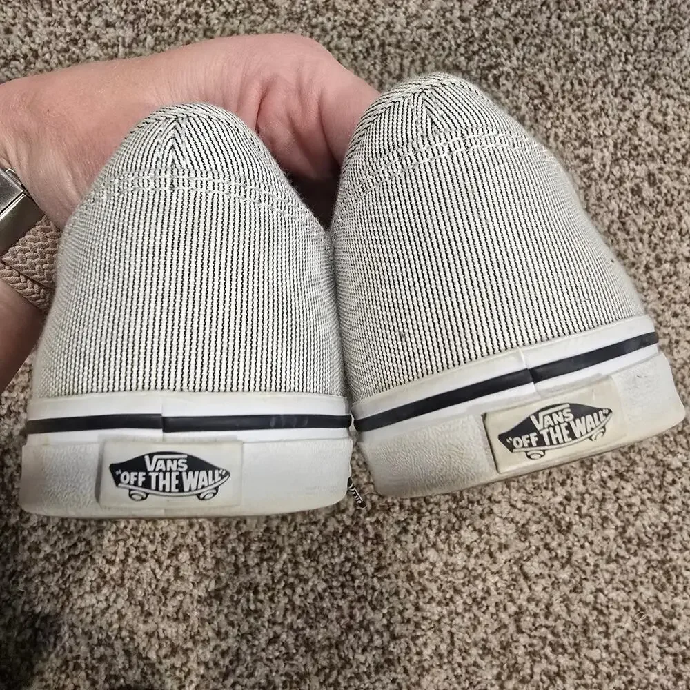 Women's Vans Gray Striped Lace Up Casual Sneakers | Size 7.5